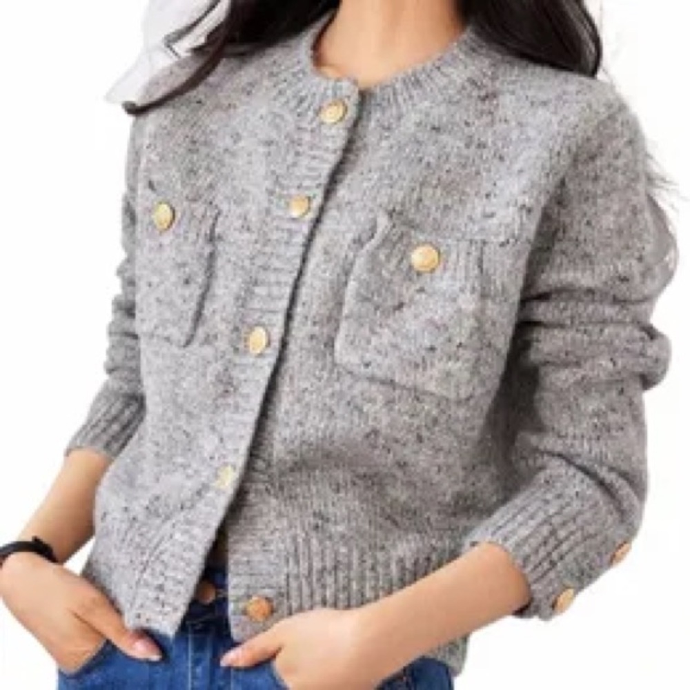 Gray Button-Up Women's Sweater